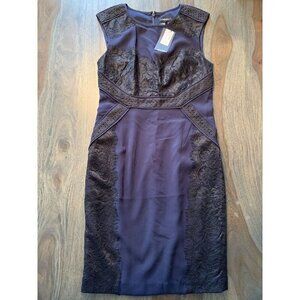 NWT RW&CO Dress Size 10 Dark Blue Black Lace Details Office Cocktail Sleeveless